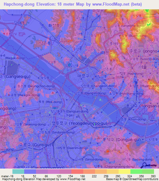 Hapchong-dong,South Korea Elevation Map