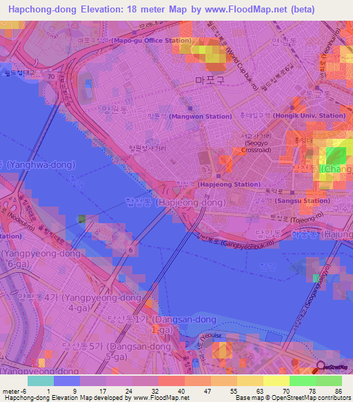 Hapchong-dong,South Korea Elevation Map