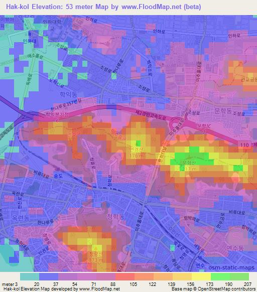 Hak-kol,South Korea Elevation Map