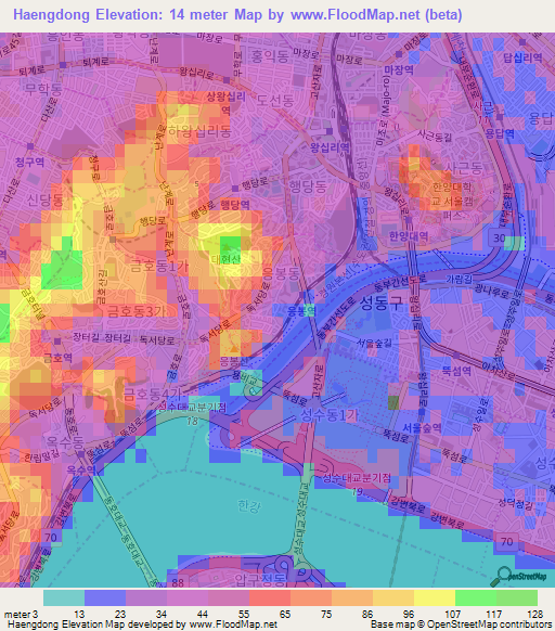 Haengdong,South Korea Elevation Map