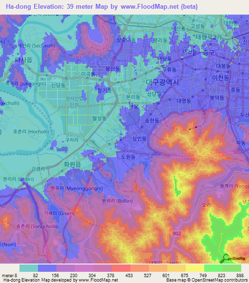 Ha-dong,South Korea Elevation Map