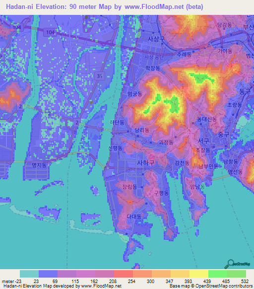 Hadan-ni,South Korea Elevation Map