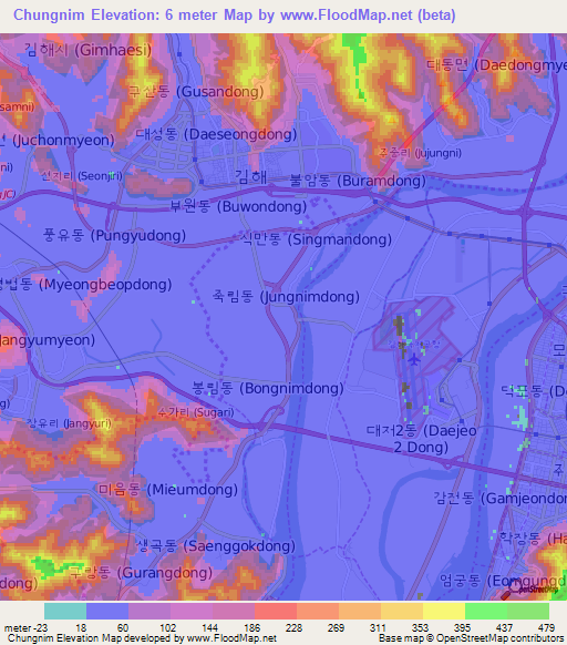 Chungnim,South Korea Elevation Map