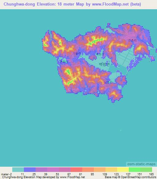 Chunghwa-dong,South Korea Elevation Map