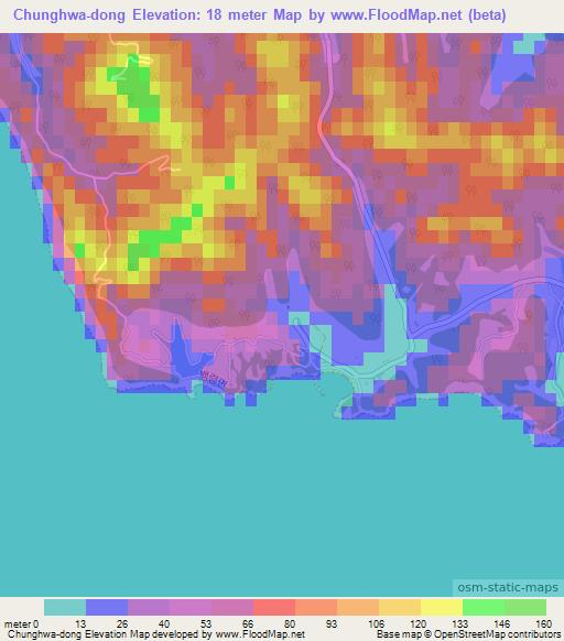 Chunghwa-dong,South Korea Elevation Map