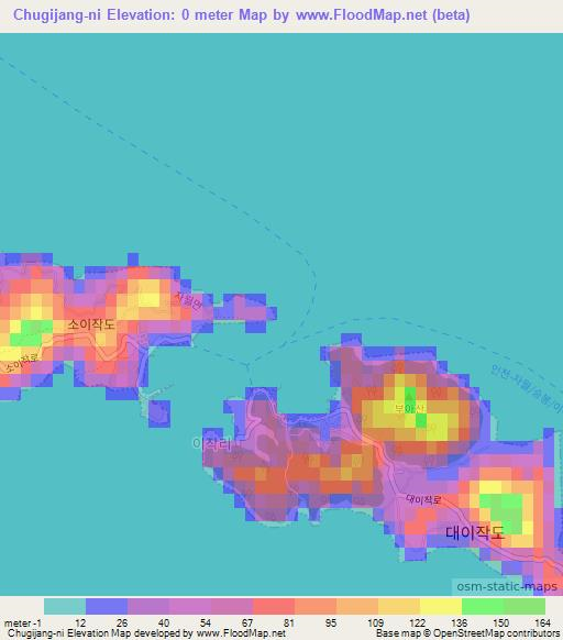 Chugijang-ni,South Korea Elevation Map