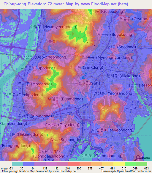 Ch'oup-tong,South Korea Elevation Map