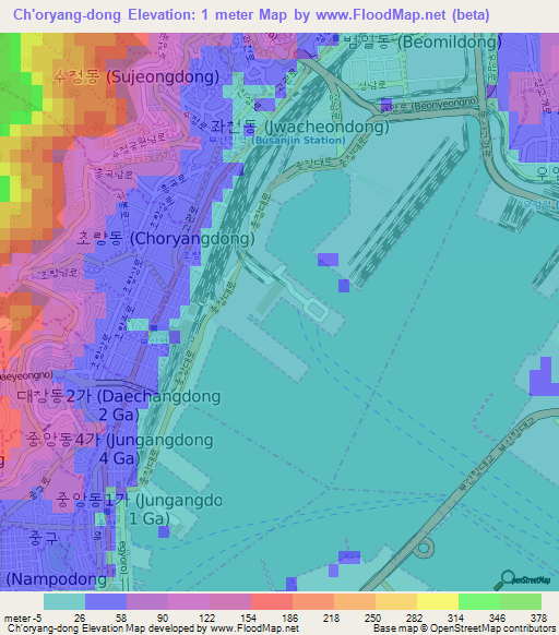 Ch'oryang-dong,South Korea Elevation Map