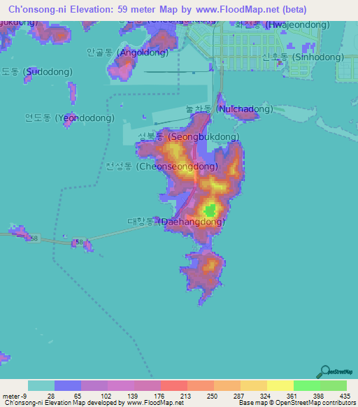 Ch'onsong-ni,South Korea Elevation Map