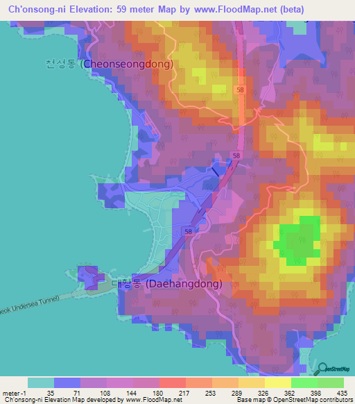 Ch'onsong-ni,South Korea Elevation Map