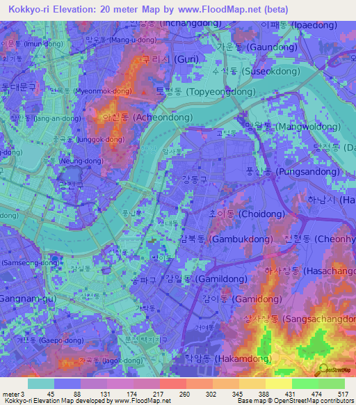 Kokkyo-ri,South Korea Elevation Map