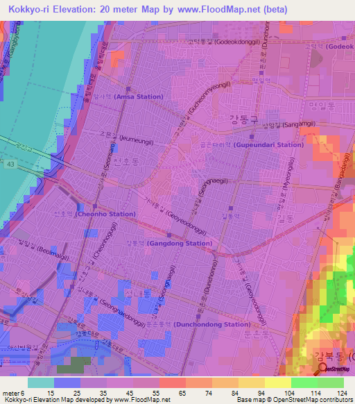 Kokkyo-ri,South Korea Elevation Map