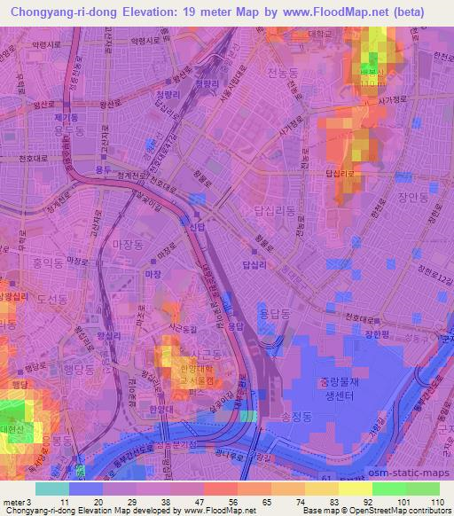 Chongyang-ri-dong,South Korea Elevation Map