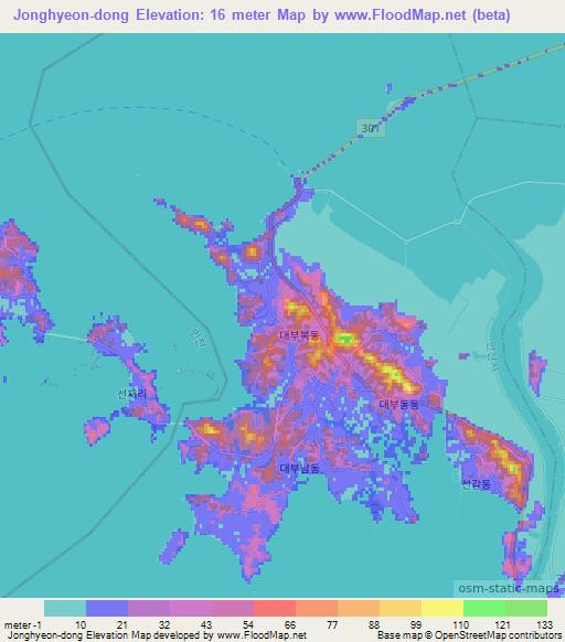 Jonghyeon-dong,South Korea Elevation Map