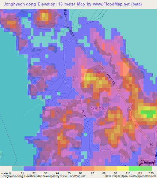 Jonghyeon-dong,South Korea Elevation Map