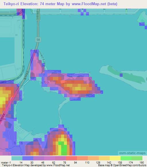 Teikyo-ri,South Korea Elevation Map