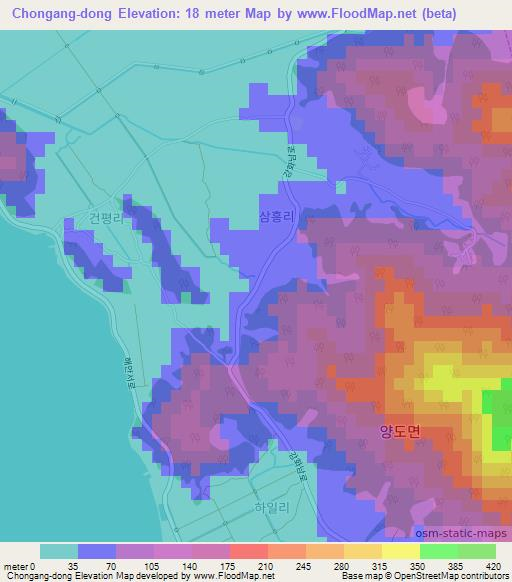 Chongang-dong,South Korea Elevation Map