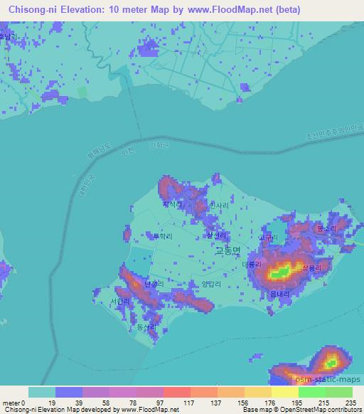 Chisong-ni,South Korea Elevation Map