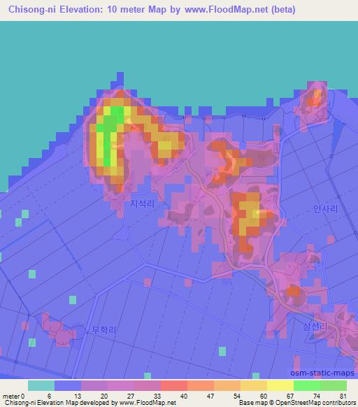 Chisong-ni,South Korea Elevation Map