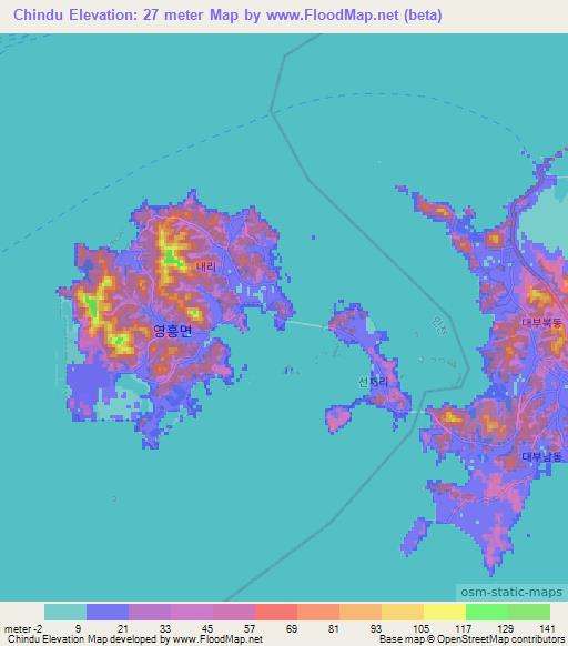 Chindu,South Korea Elevation Map