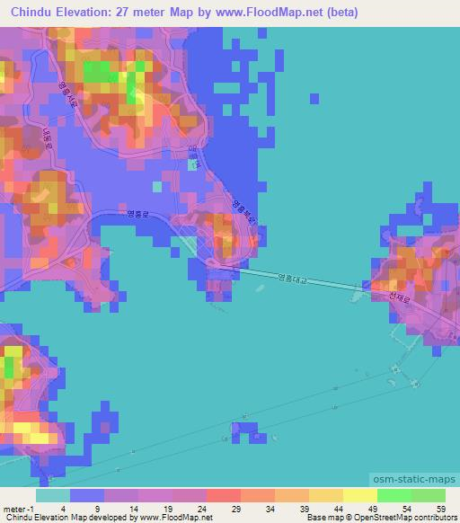 Chindu,South Korea Elevation Map