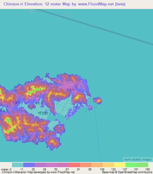 Chinson-ri,South Korea Elevation Map