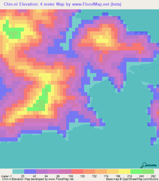 Chin-ni,South Korea Elevation Map