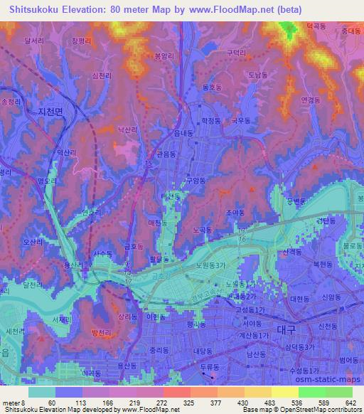 Shitsukoku,South Korea Elevation Map