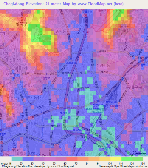 Chegi-dong,South Korea Elevation Map