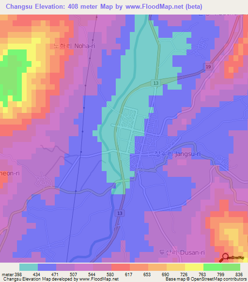 Changsu,South Korea Elevation Map