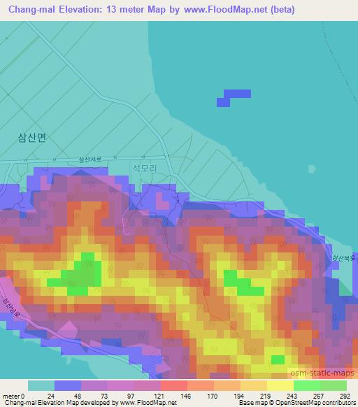 Chang-mal,South Korea Elevation Map