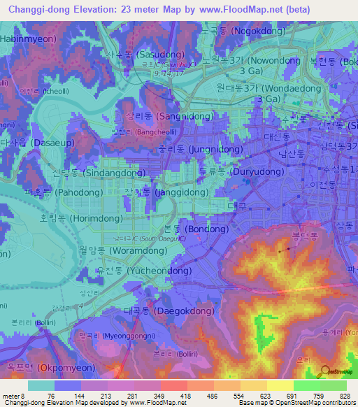 Changgi-dong,South Korea Elevation Map