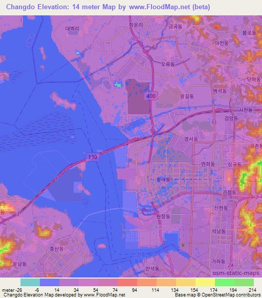 Changdo,South Korea Elevation Map