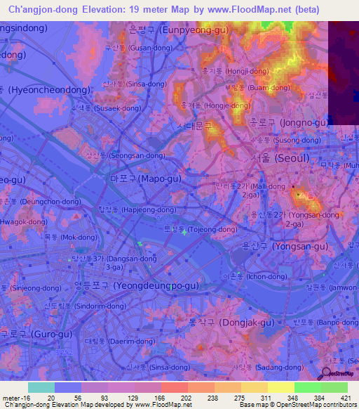 Ch'angjon-dong,South Korea Elevation Map