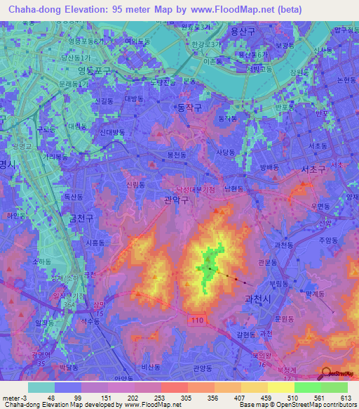 Chaha-dong,South Korea Elevation Map