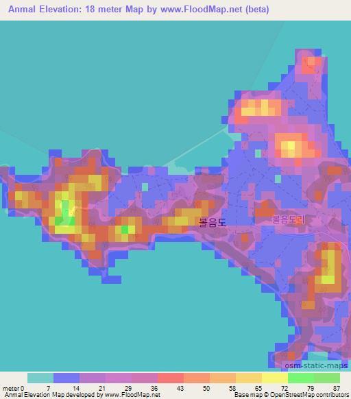 Anmal,South Korea Elevation Map