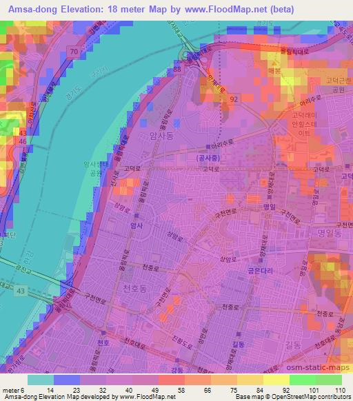 Amsa-dong,South Korea Elevation Map