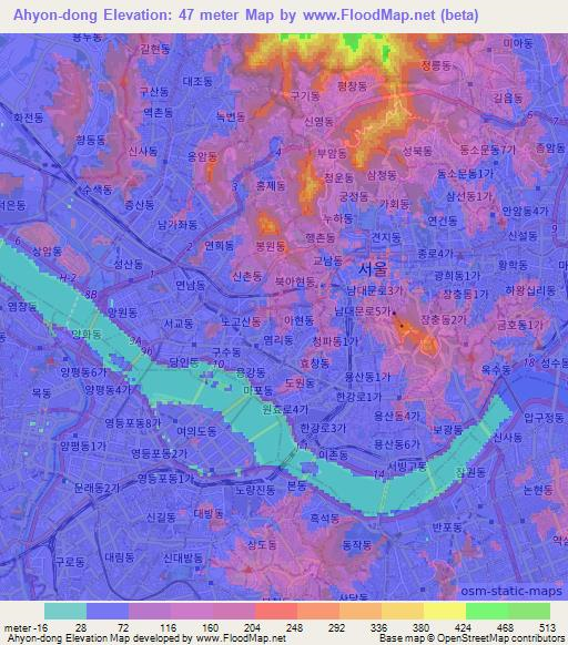 Ahyon-dong,South Korea Elevation Map