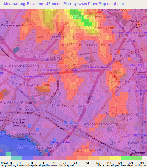 Ahyon-dong,South Korea Elevation Map