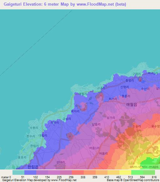 Gaigeturi,South Korea Elevation Map