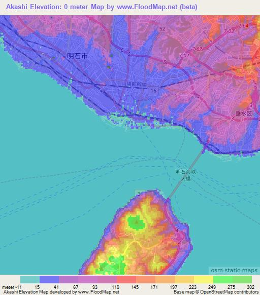 Akashi,Japan Elevation Map