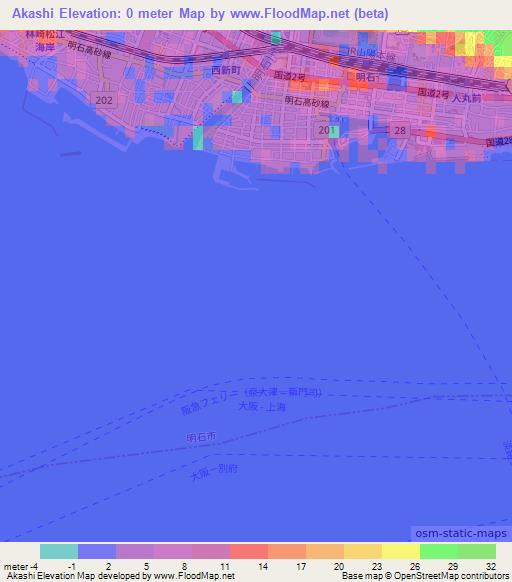 Akashi,Japan Elevation Map