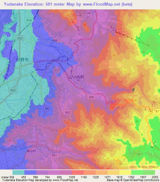 Elevation of Yudanaka,Japan Elevation Map, Topography, Contour