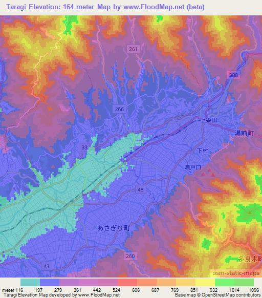 Elevation of Taragi,Japan Elevation Map, Topography, Contour