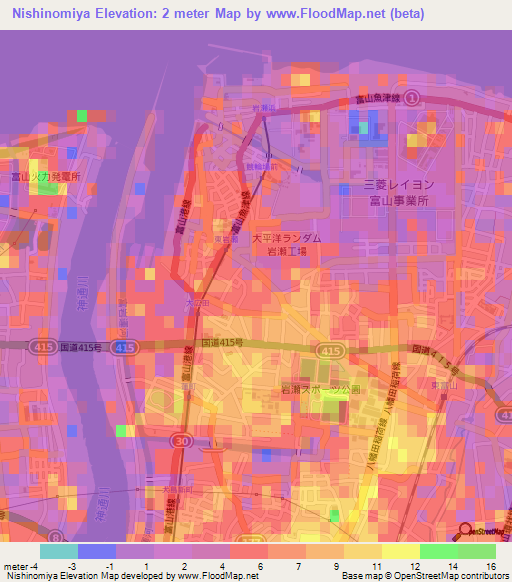 Nishinomiya,Japan Elevation Map