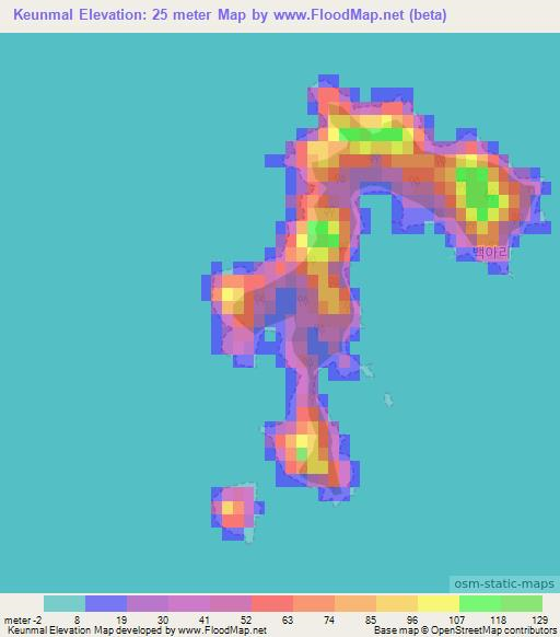 Keunmal,South Korea Elevation Map