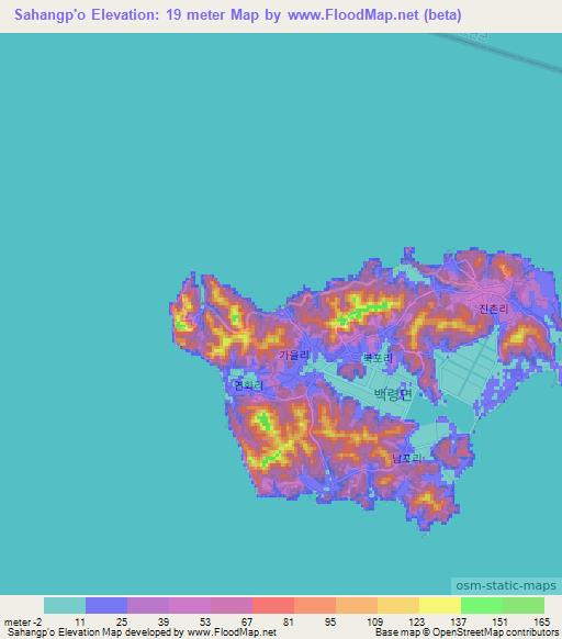 Sahangp'o,South Korea Elevation Map