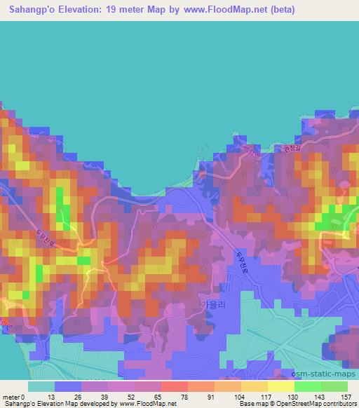 Sahangp'o,South Korea Elevation Map