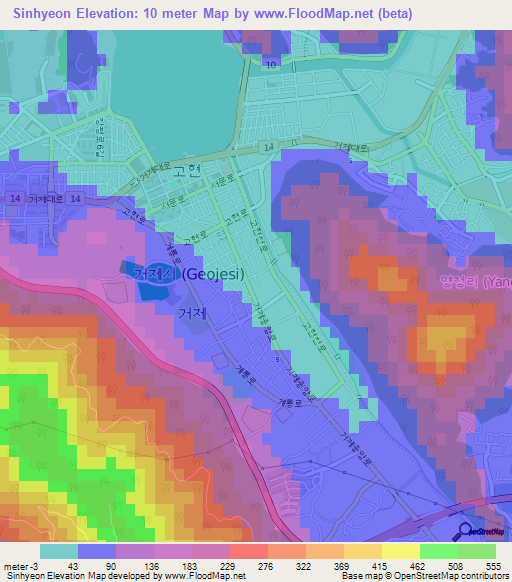 Sinhyeon,South Korea Elevation Map