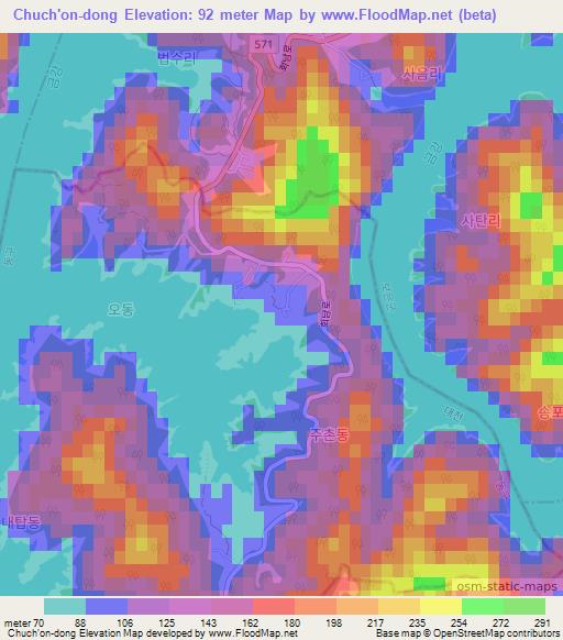 Chuch'on-dong,South Korea Elevation Map